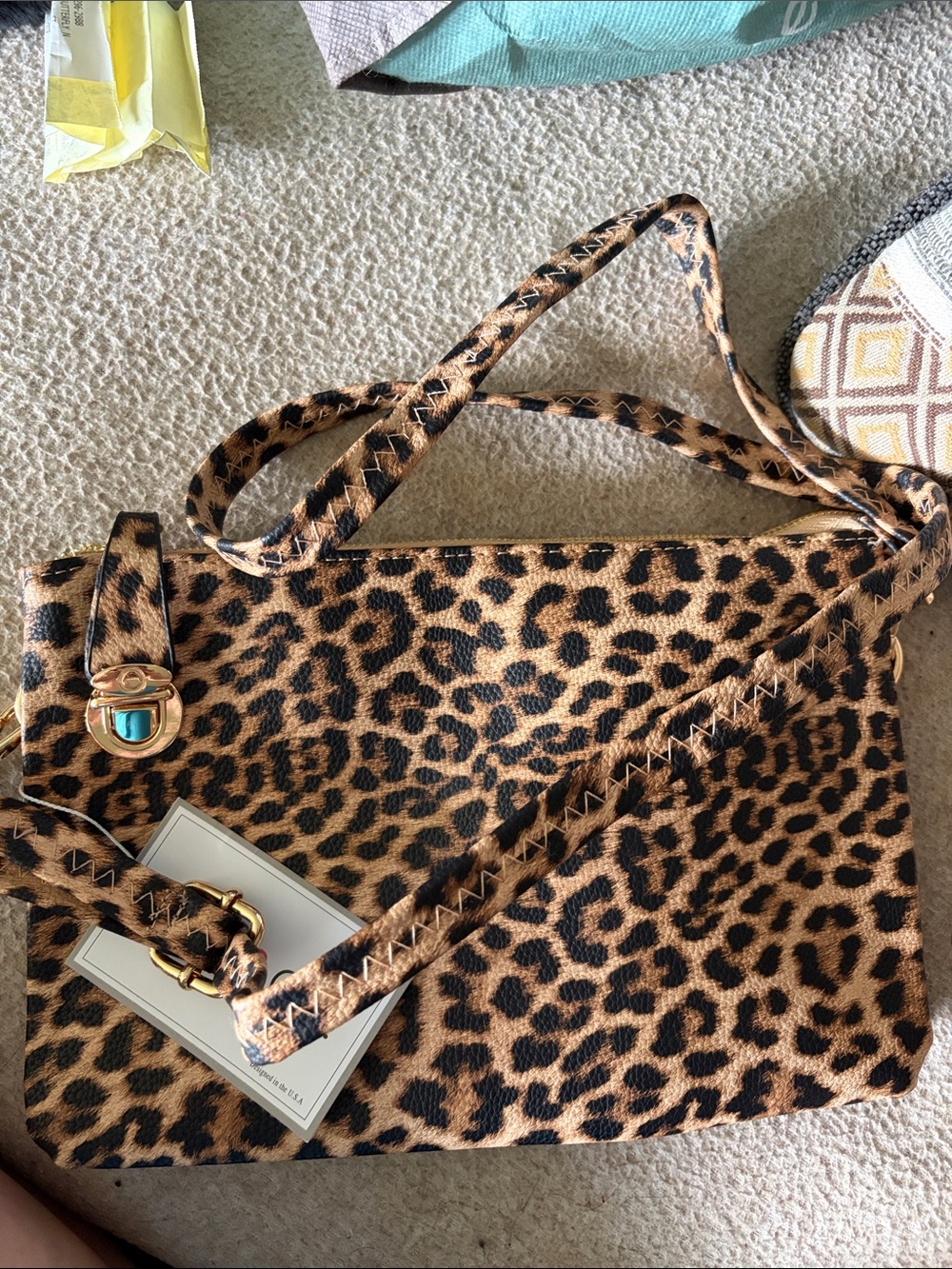 Leopard Print Crossbody Shoulder Bag - Brown/Black